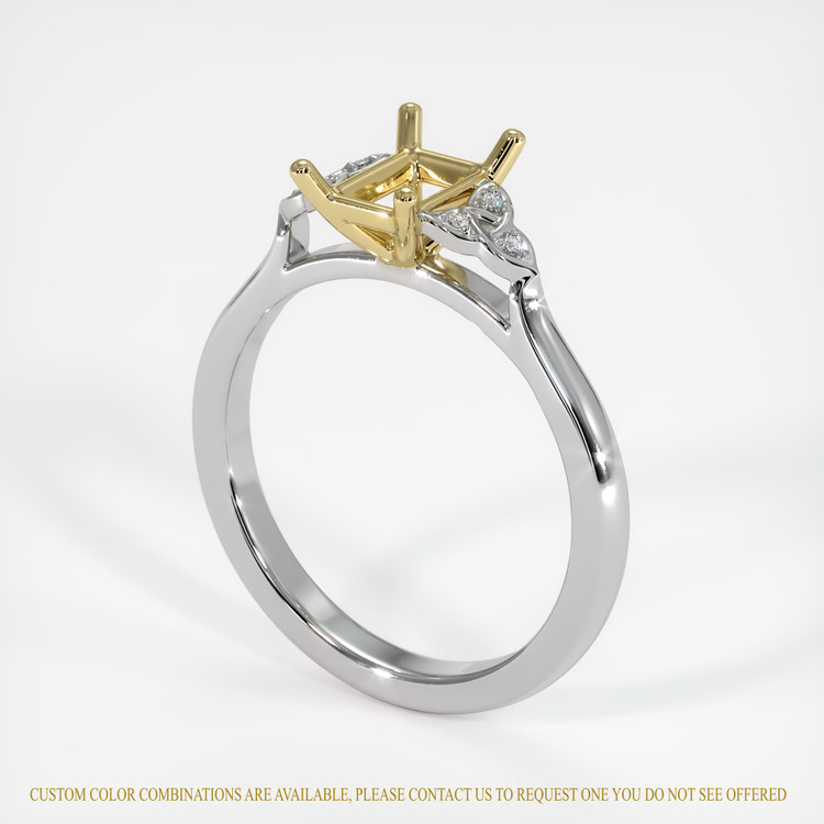 18K Yellow & White Accent Stones Ring Setting