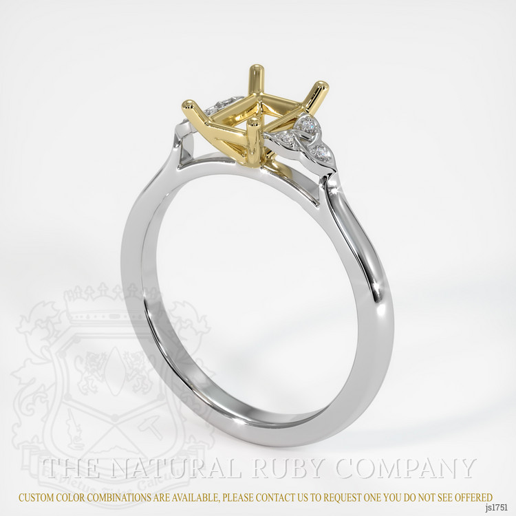 18K Yellow & White Accent Stones Ring Setting