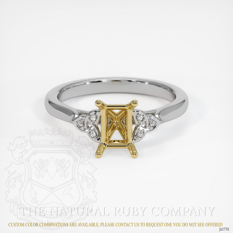 18K Yellow & White Accent Stones Ring Setting