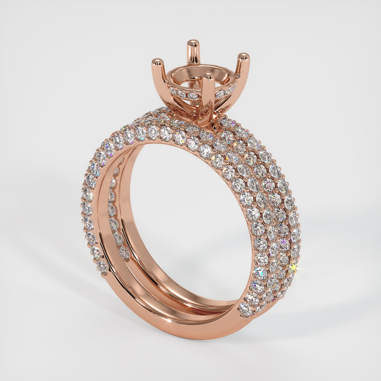 14K Rose Gold Pave Ring Setting