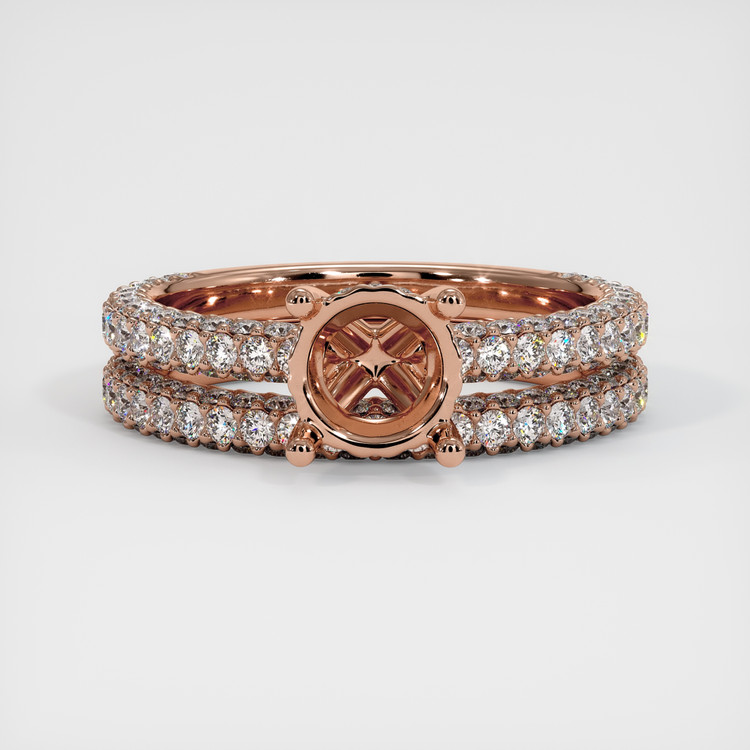 14K Rose Gold Pave Ring Setting
