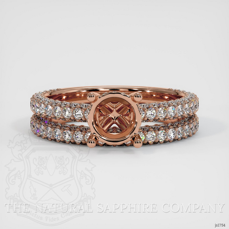 14K Rose Gold Pave Ring Setting