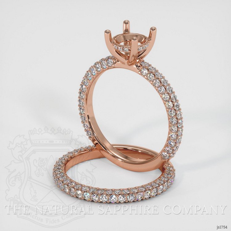 14K Rose Gold Pave Ring Setting