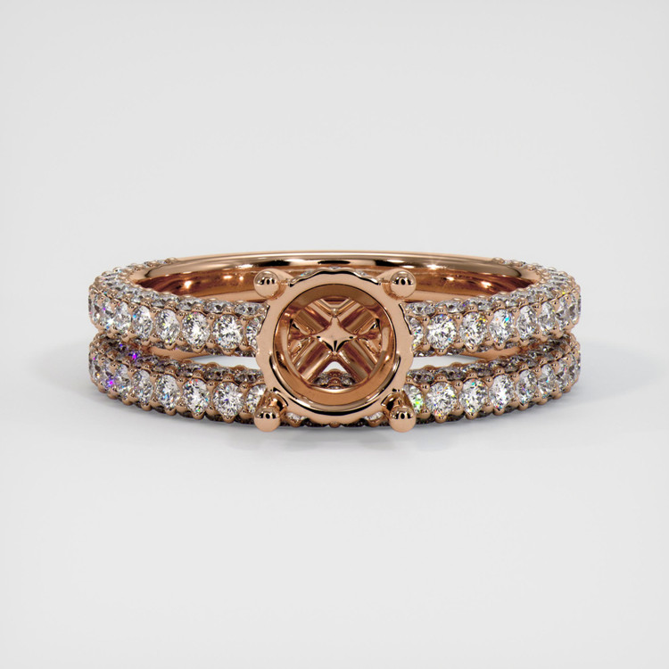 18K Rose Gold Pave Ring Setting