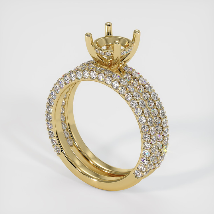 14K Yellow Gold Pave Ring Setting
