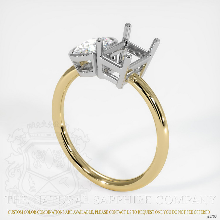 14K White & Yellow Accent Stones Ring Setting