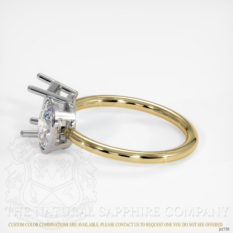 14K White & Yellow Accent Stones Ring Setting