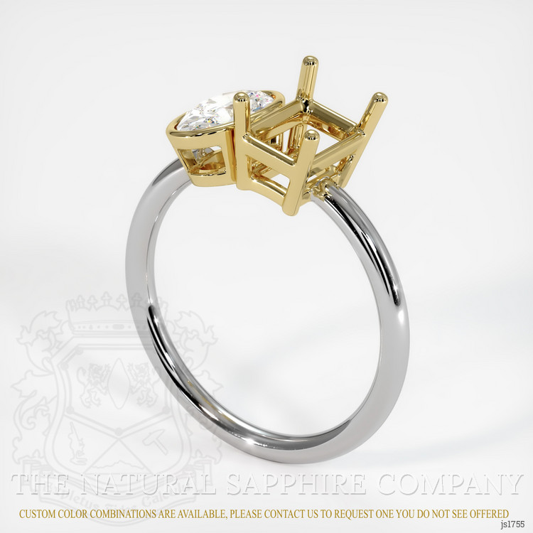 18K Yellow & White Accent Stones Ring Setting