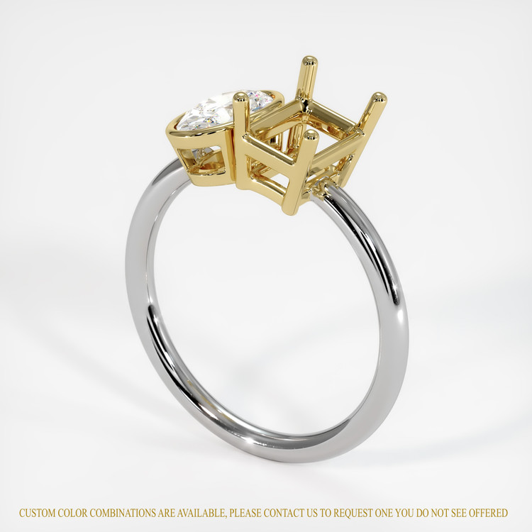 18K Yellow & White Accent Stones Ring Setting