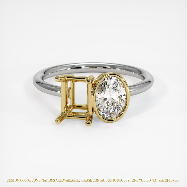 18K Yellow & White Accent Stones Ring Setting