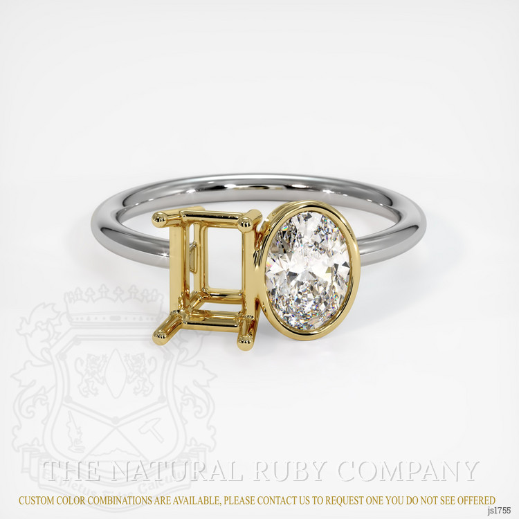18K Yellow & White Accent Stones Ring Setting