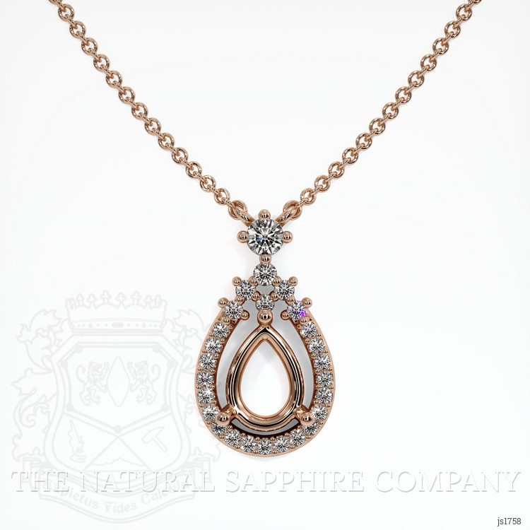 14K Rose Gold Pave Pendant Setting