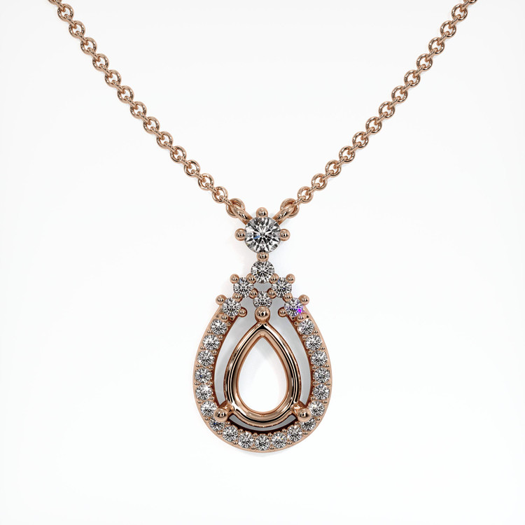 14K Rose Gold Pave Pendant Setting