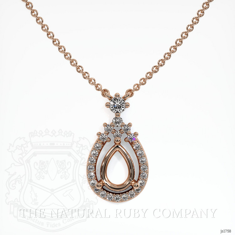 14K Rose Gold Pave Pendant Setting