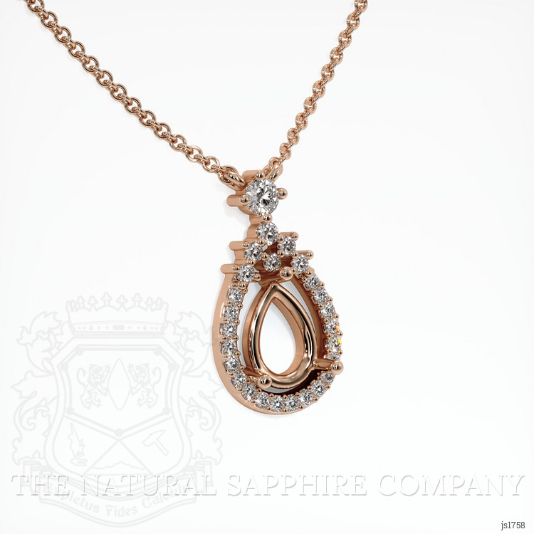 14K Rose Gold Pave Pendant Setting