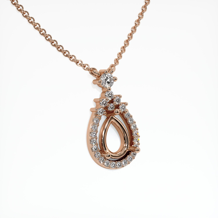 14K Rose Gold Pave Pendant Setting