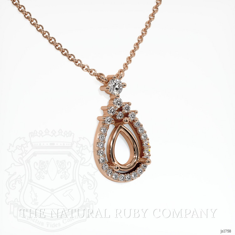 14K Rose Gold Pave Pendant Setting