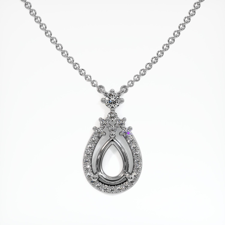 14K White Gold Pave Pendant Setting