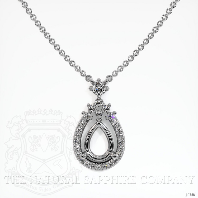 14K White Gold Pave Pendant Setting
