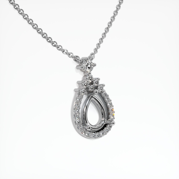 14K White Gold Pave Pendant Setting