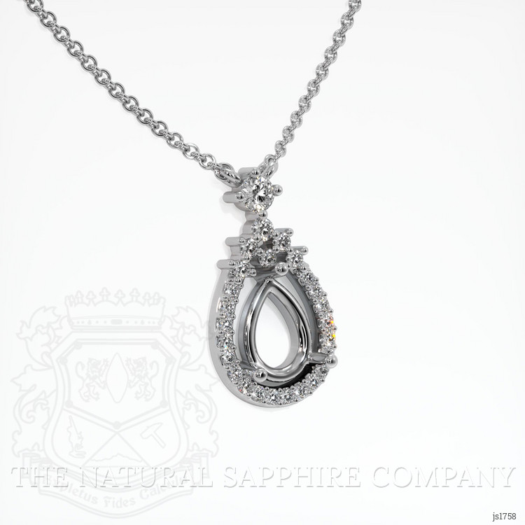 14K White Gold Pave Pendant Setting