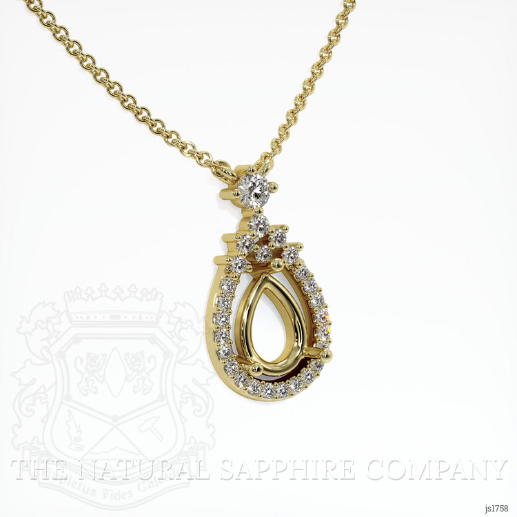 14K Yellow Gold Pave Pendant Setting