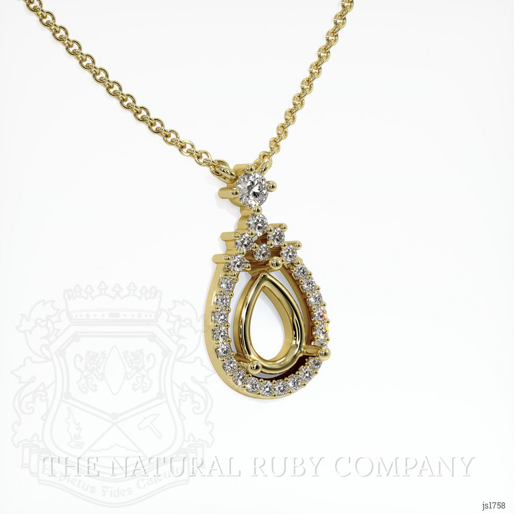 14K Yellow Gold Pave Pendant Setting