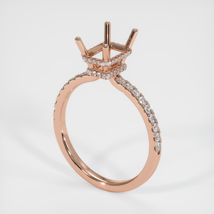 14K Rose Gold Pave Ring Setting