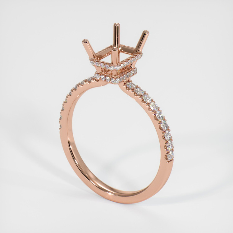 14K Rose Gold Pave Ring Setting