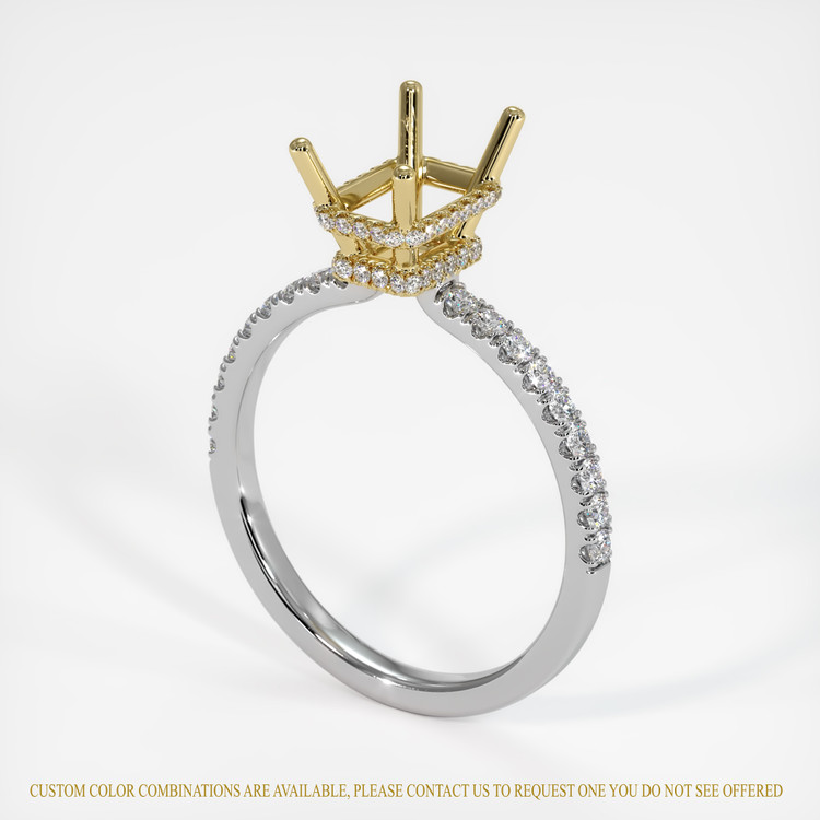 14K Yellow & White Pave Ring Setting