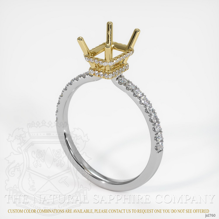 14K Yellow & White Pave Ring Setting