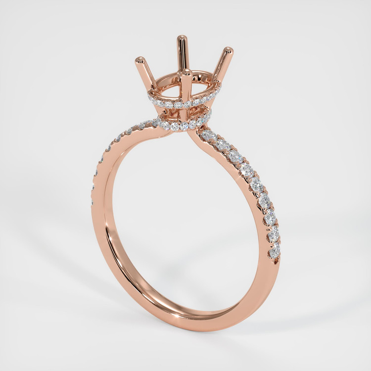 14K Rose Gold Pave Ring Setting