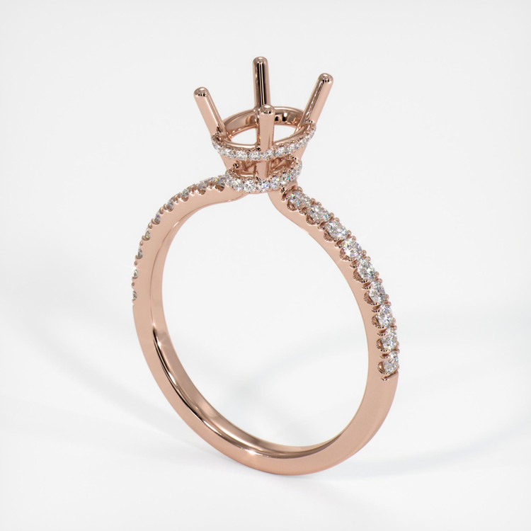 14K Rose Gold Pave Ring Setting