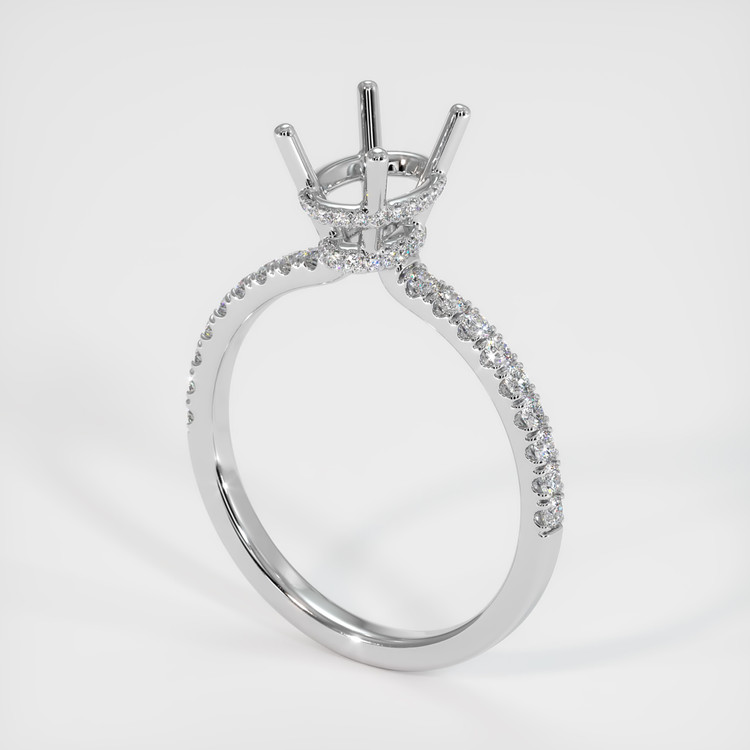 14K White Gold Pave Ring Setting