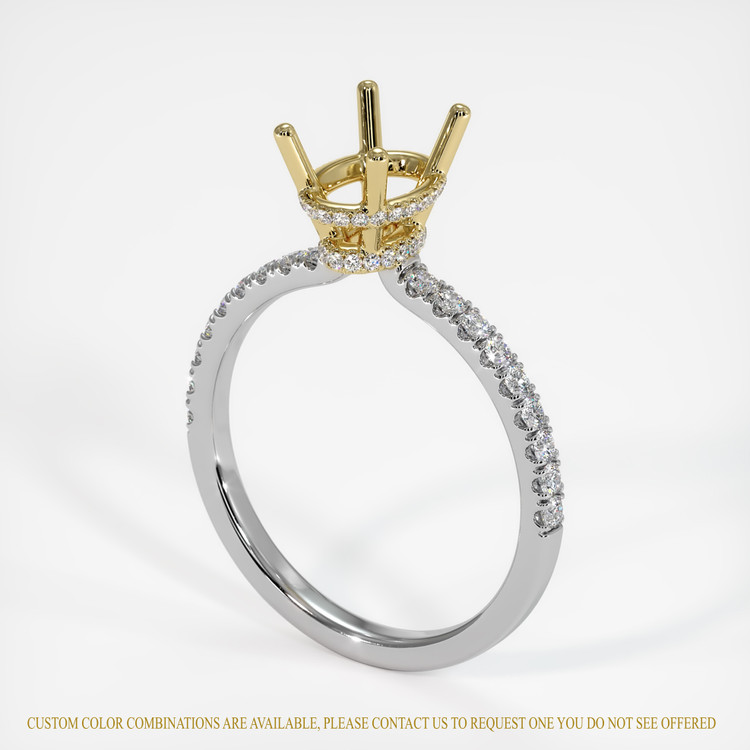 14K Yellow & White Pave Ring Setting