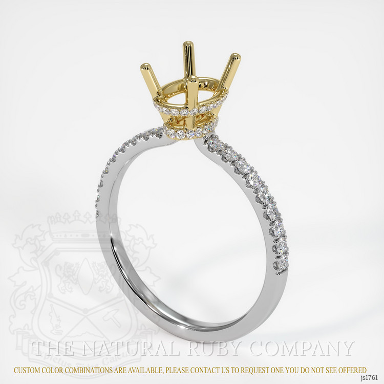 14K Yellow & White Pave Ring Setting