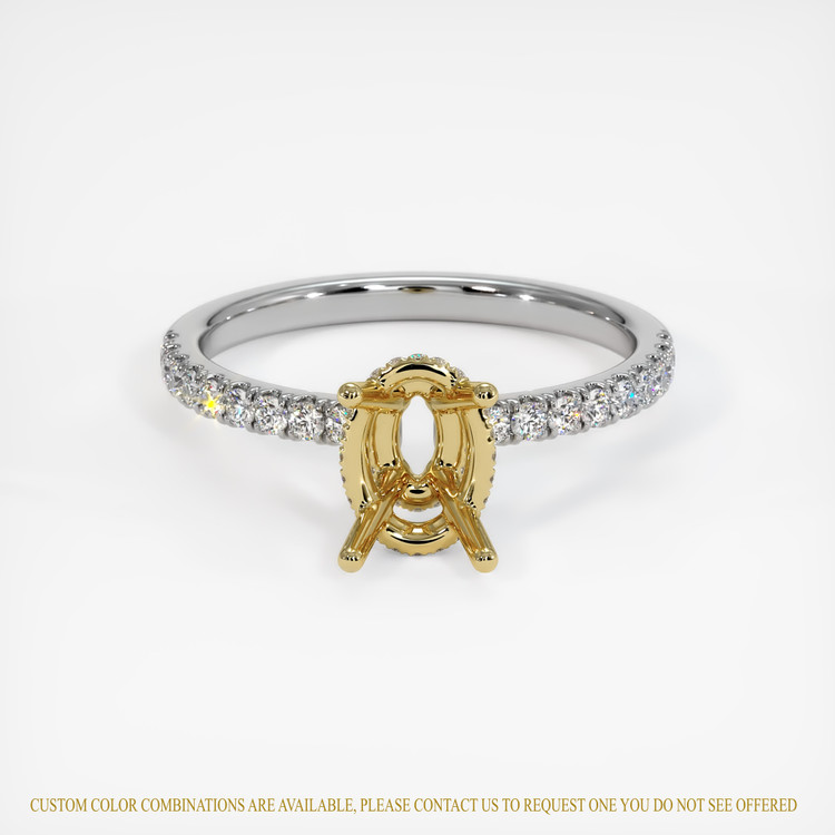 14K Yellow & White Pave Ring Setting