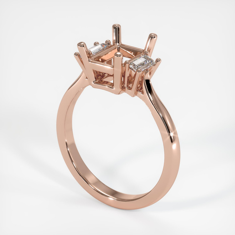 14K Rose Gold Three Stone Ring Setting