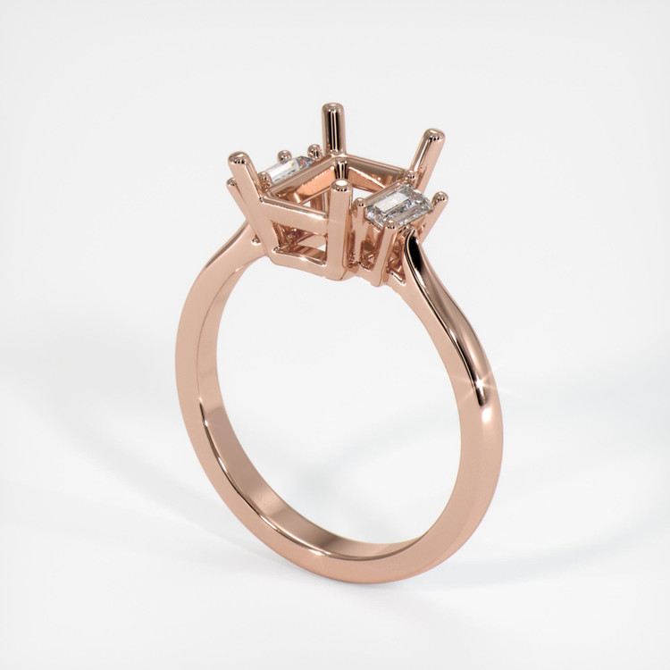 14K Rose Gold Three Stone Ring Setting