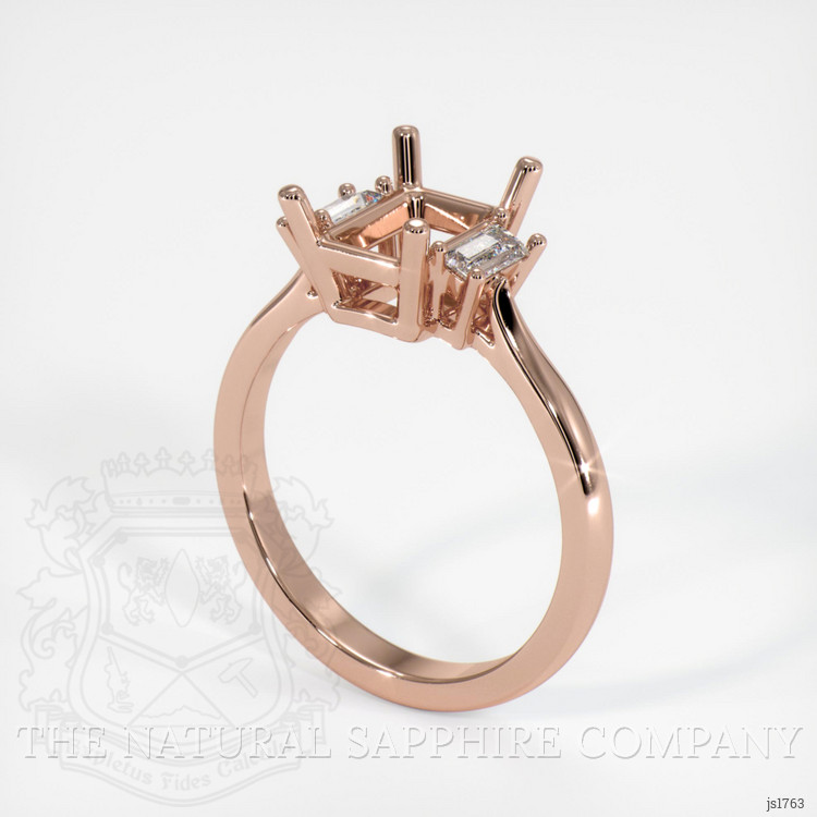 14K Rose Gold Three Stone Ring Setting