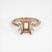 14K Rose Gold Three Stone Ring Setting Image