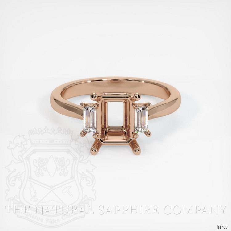 14K Rose Gold Three Stone Ring Setting