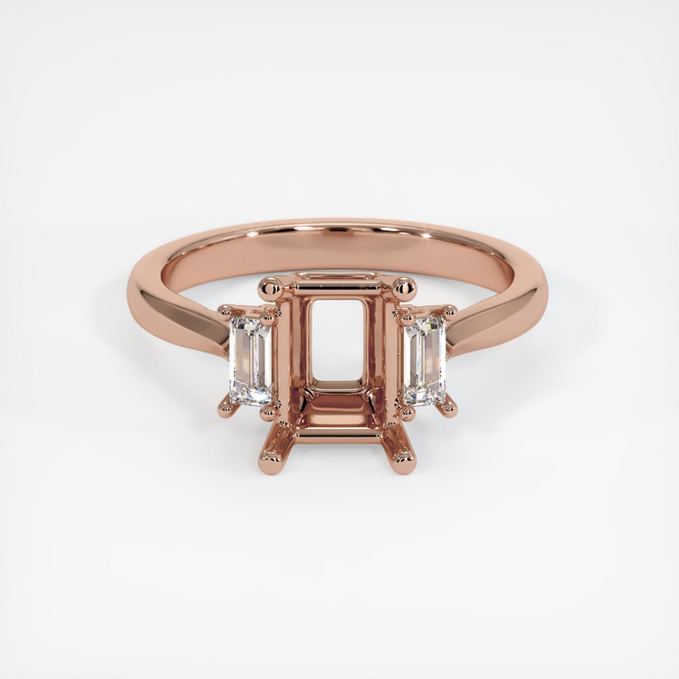 14K Rose Gold Three Stone Ring Setting