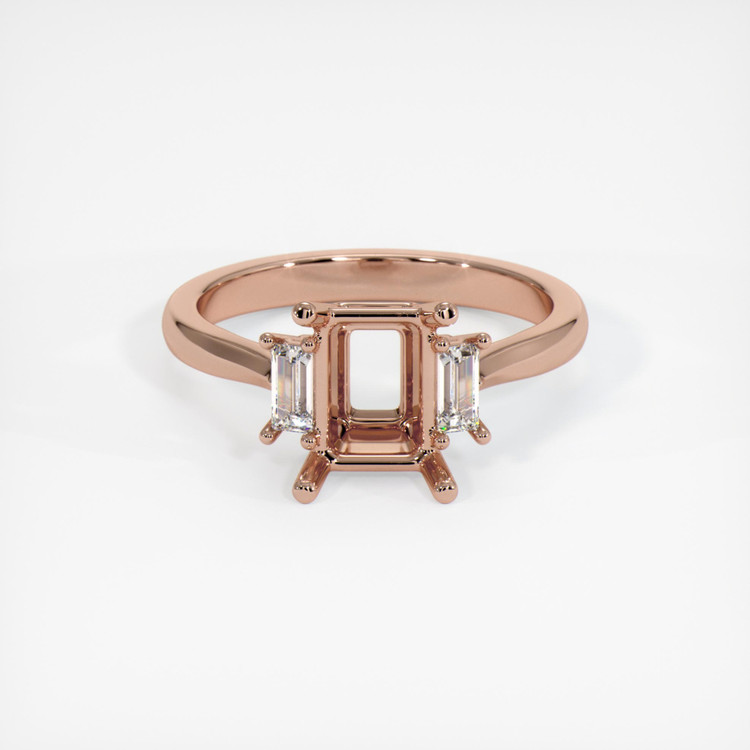 14K Rose Gold Three Stone Ring Setting