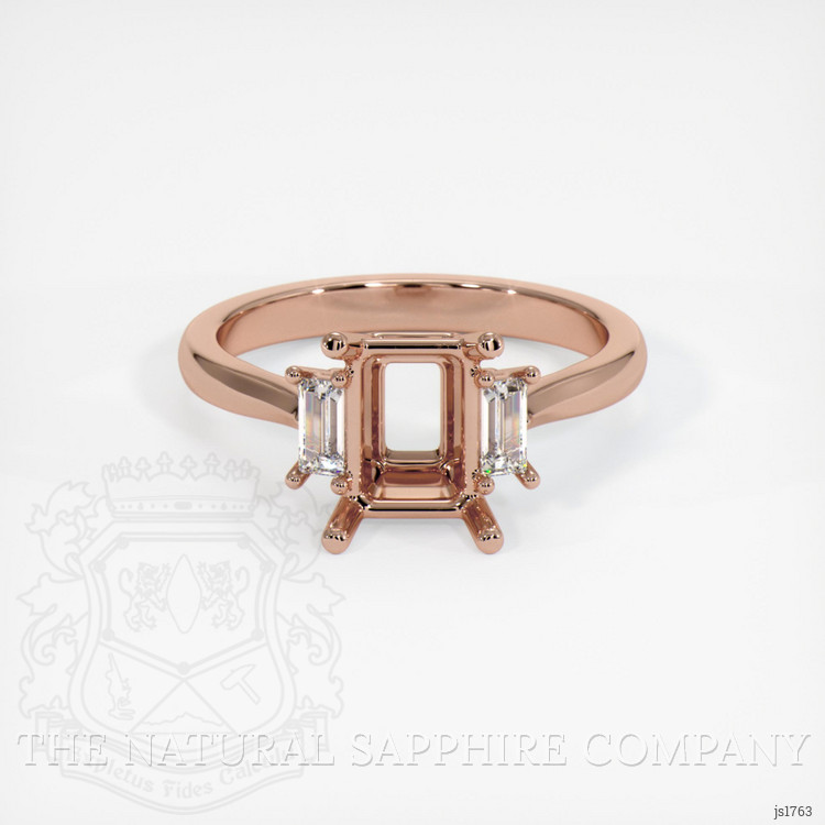 14K Rose Gold Three Stone Ring Setting