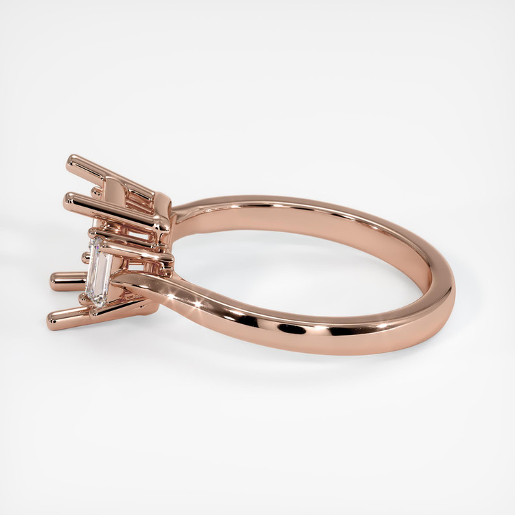 14K Rose Gold Three Stone Ring Setting