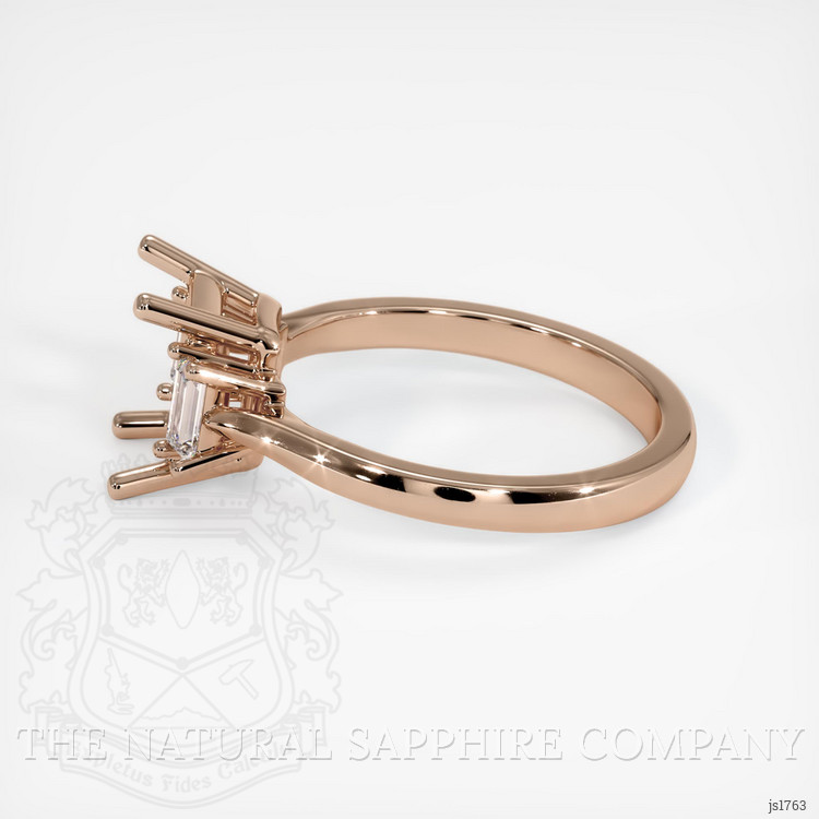 14K Rose Gold Three Stone Ring Setting