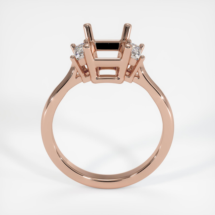 14K Rose Gold Three Stone Ring Setting