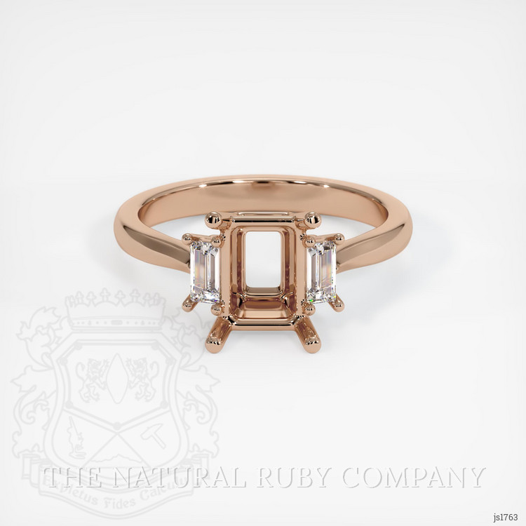 18K Rose Gold Three Stone Ring Setting