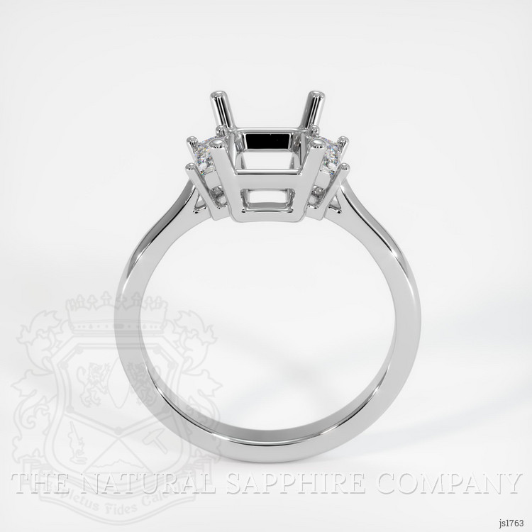 14K White Gold Three Stone Ring Setting